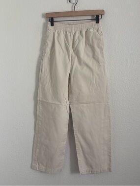 TNA Aritzia Women's Size XS Beige 100% Cotton Elastic Waist Pants